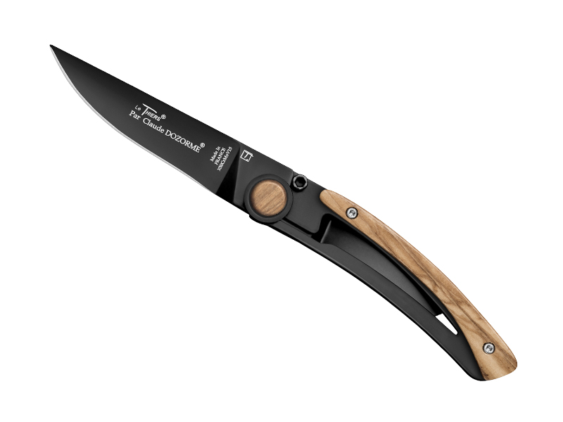 Couteau pliant Le Thiers® C. Dozorme full black - manche 10.5 cm olivier