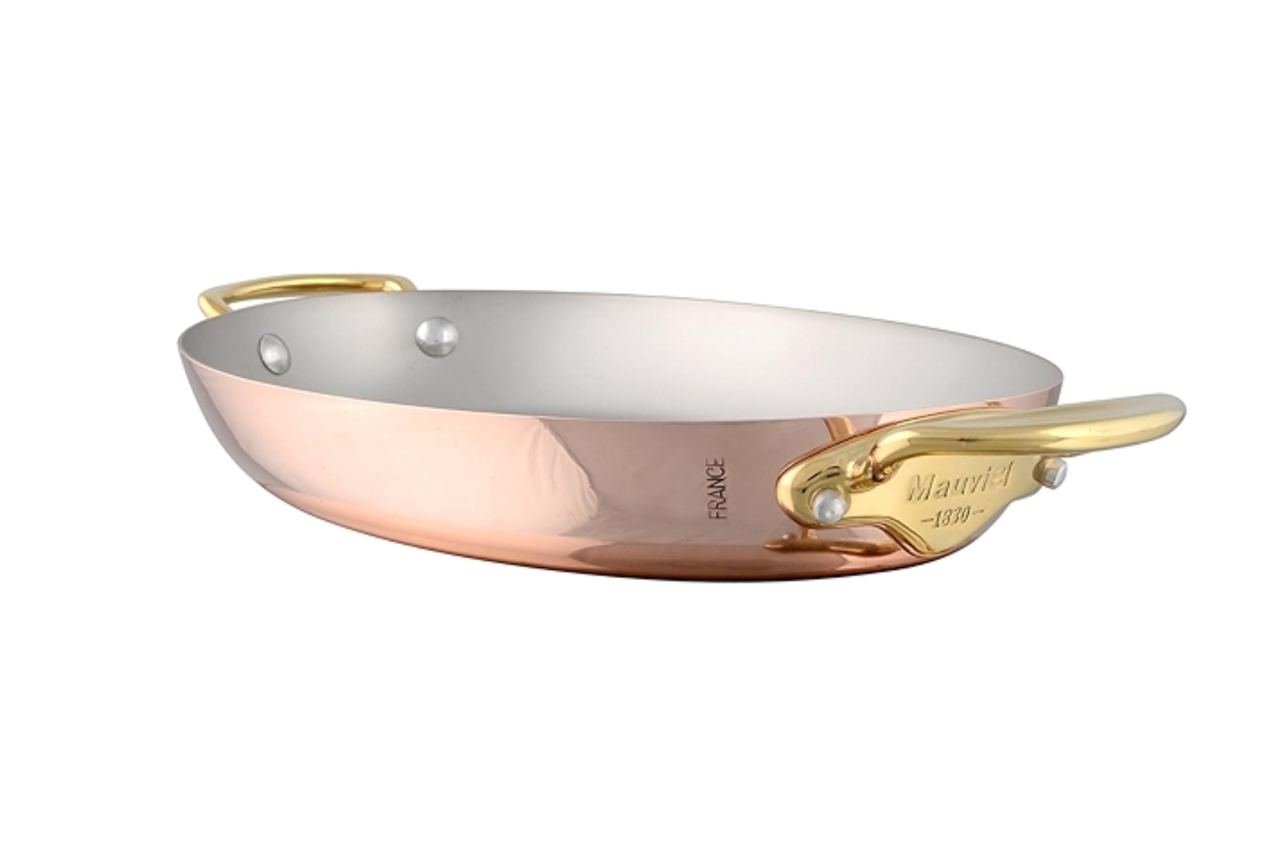 Plat ovale Mauviel M'Héritage M'150B - 45 cm monture bronze