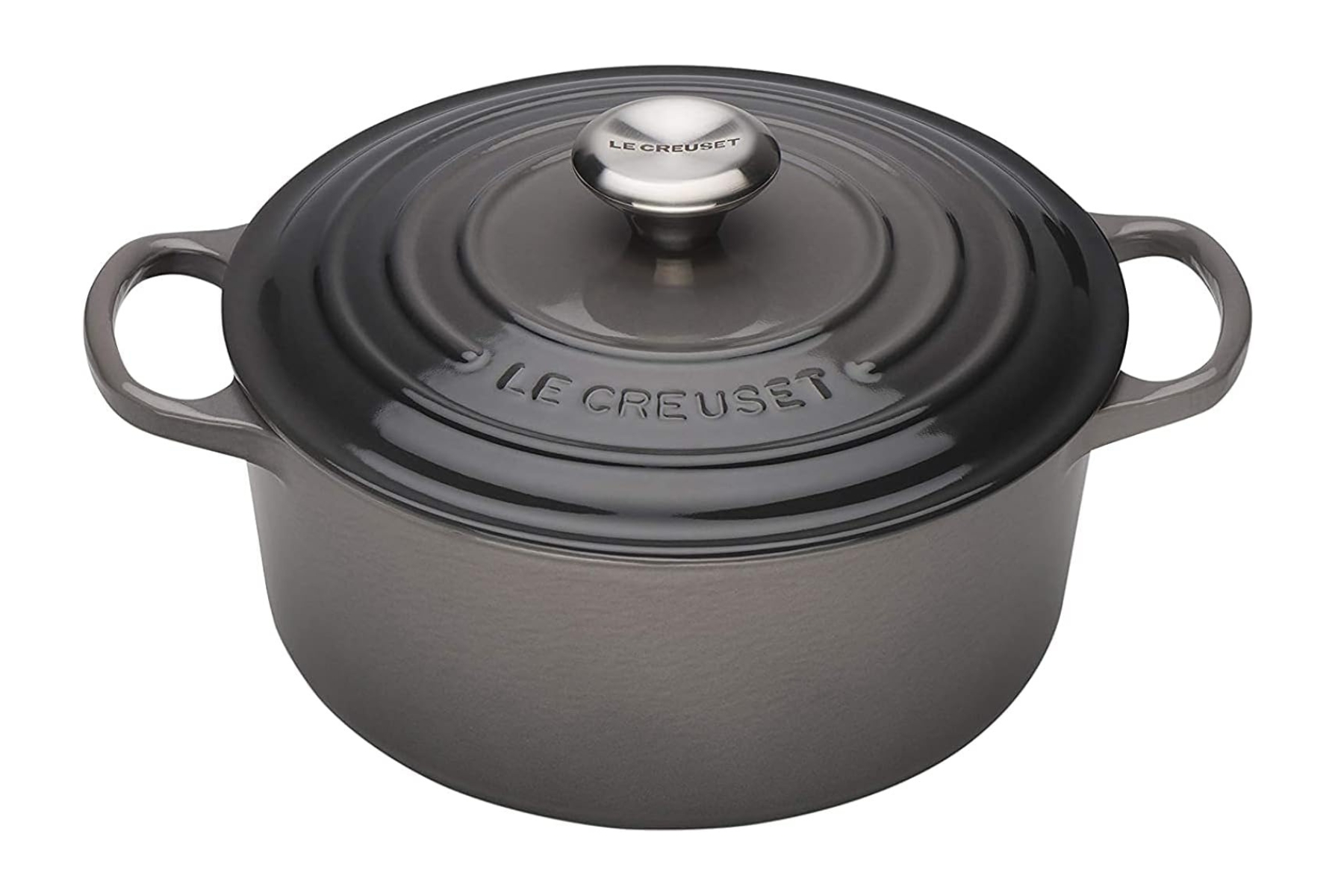 cocotte en fonte le creuset ronde signature 20 cm " flint oyster"