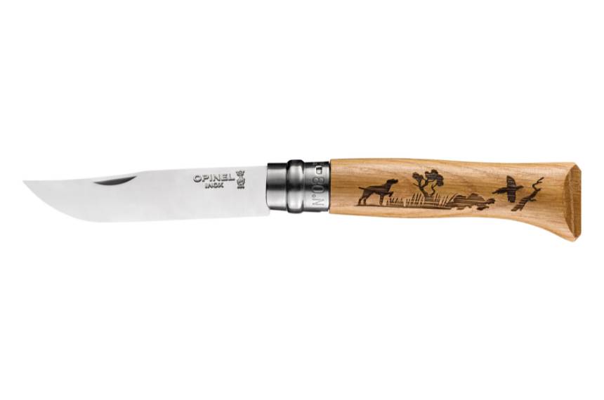 Couteau Opinel n°8 Animalia en chêne motif chien
