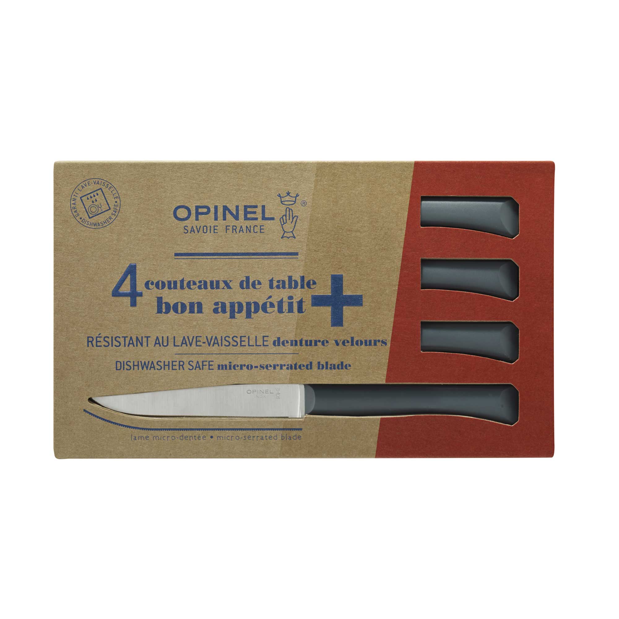 Coffret Opinel Bon Appétit anthracite - 4 couteaux de table