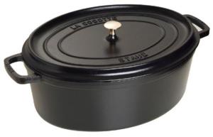 Cocotte ovale en fonte émaillée Staub Noir mat de 29 cm