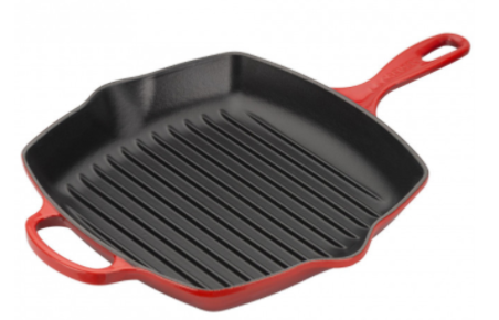 Skillet carré gril en fonte émaillée Le Creuset 26 cm cerise