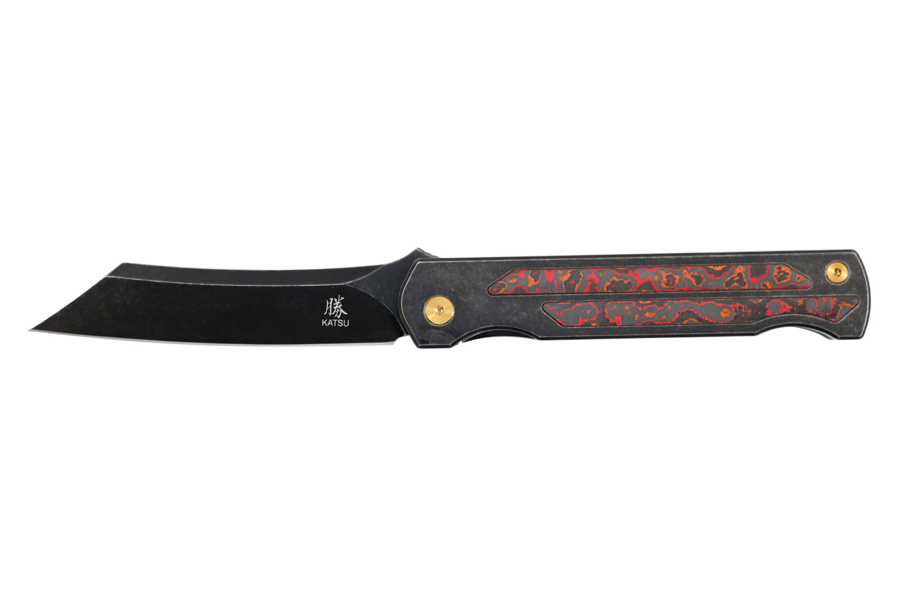Couteau de poche Katsu - JT03 titane noir et fibre de carbone colorée