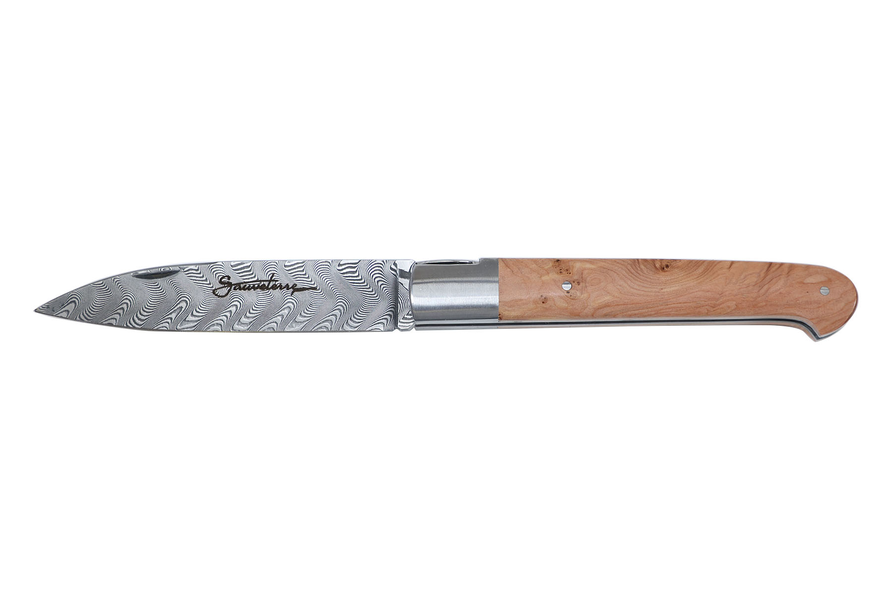 Couteau Sauveterre mitre inox 11cm damas - Genévrier