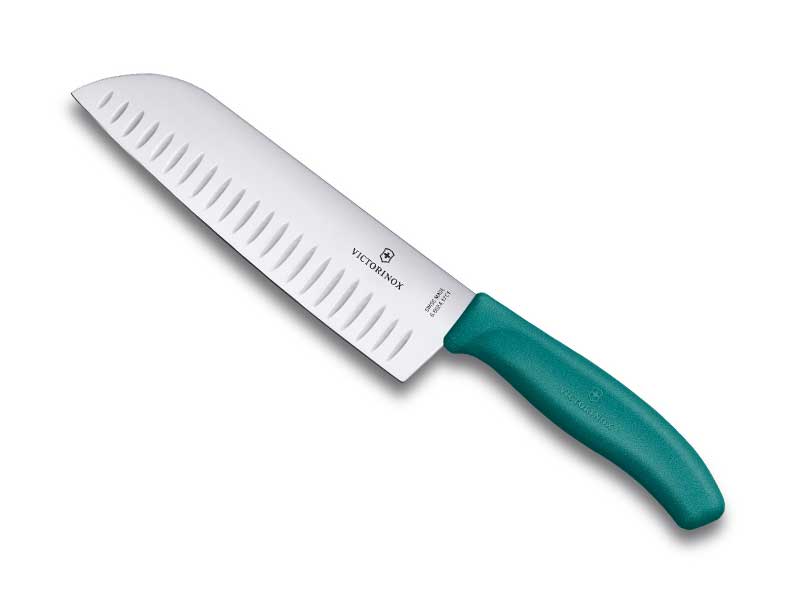 Couteau Victorinox Swiss Classic - santoku 17 cm alvéolé - manche vert