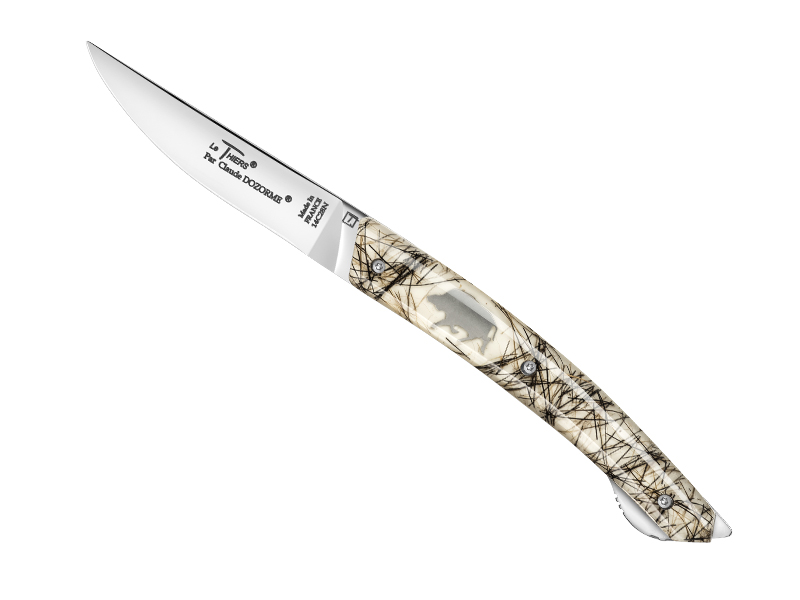 Couteau Le Thiers Verrou Claude Dozorme - manche 12 cm inclusion poils de sanglier