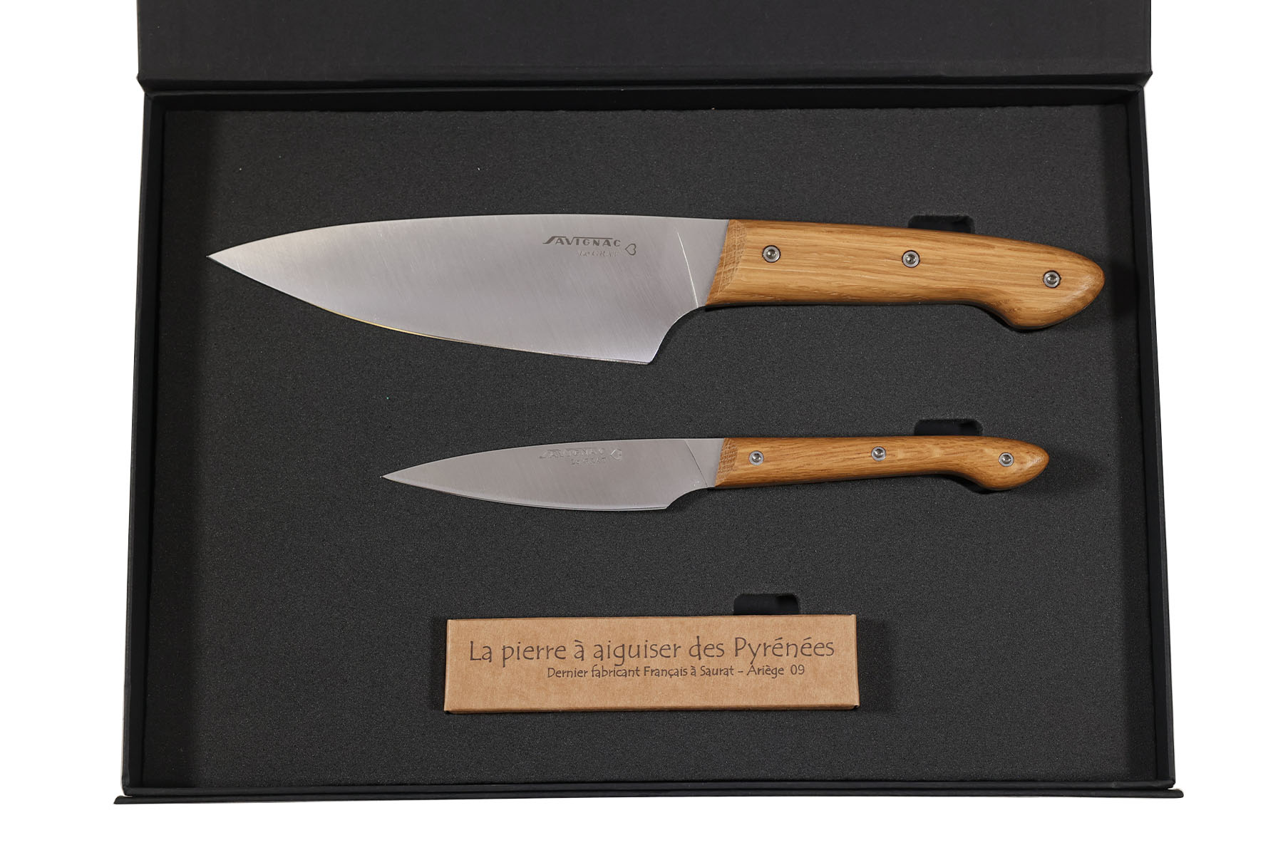 Coffret Savignac couteau d'office et de chef Le Grat en chêne