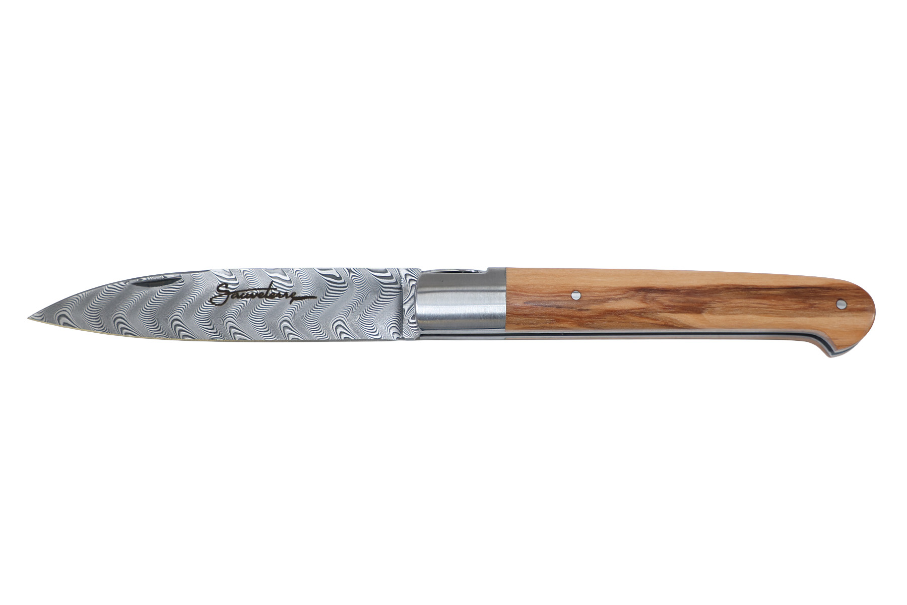 Couteau Sauveterre mitre inox 11cm damas - Olivier