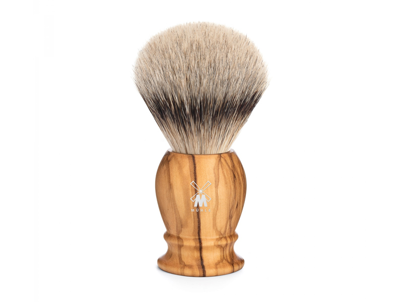 Blaireau Mühle Classic, pur argenté Ø 21 mm, monture olivier