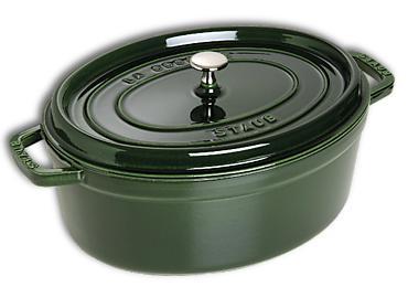 Cocotte ovale en fonte émaillée Staub basilic de 31 cm