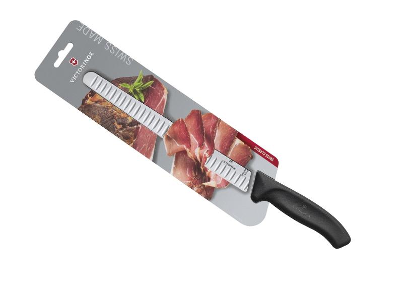 Couteau à jambon Victorinox Swiss Classic, lame alvéolée 25 cm inox - manche noir