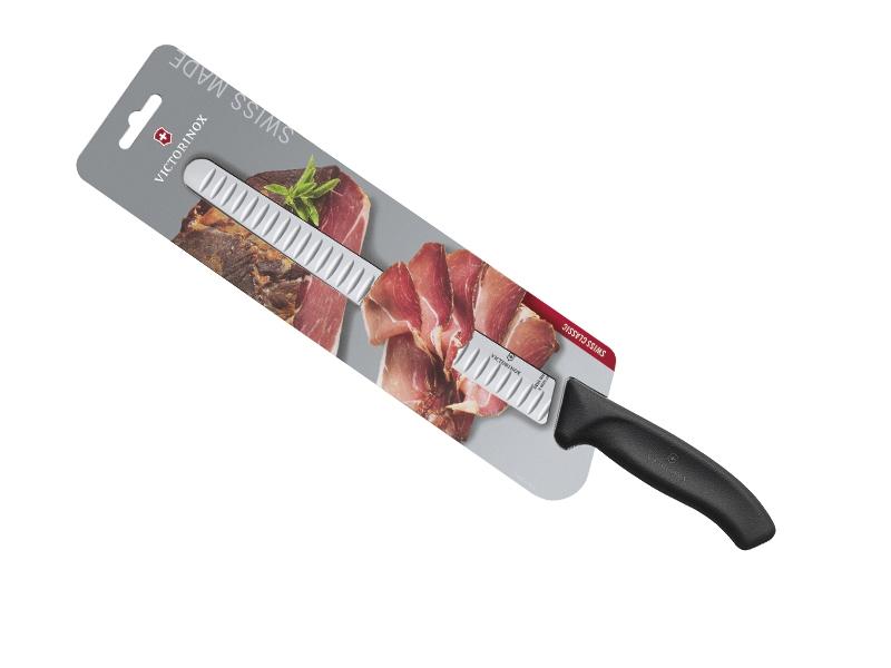 Couteau à jambon Victorinox Swissclassic, lame alvéolée 25 cm inox- manche polypropylène noir