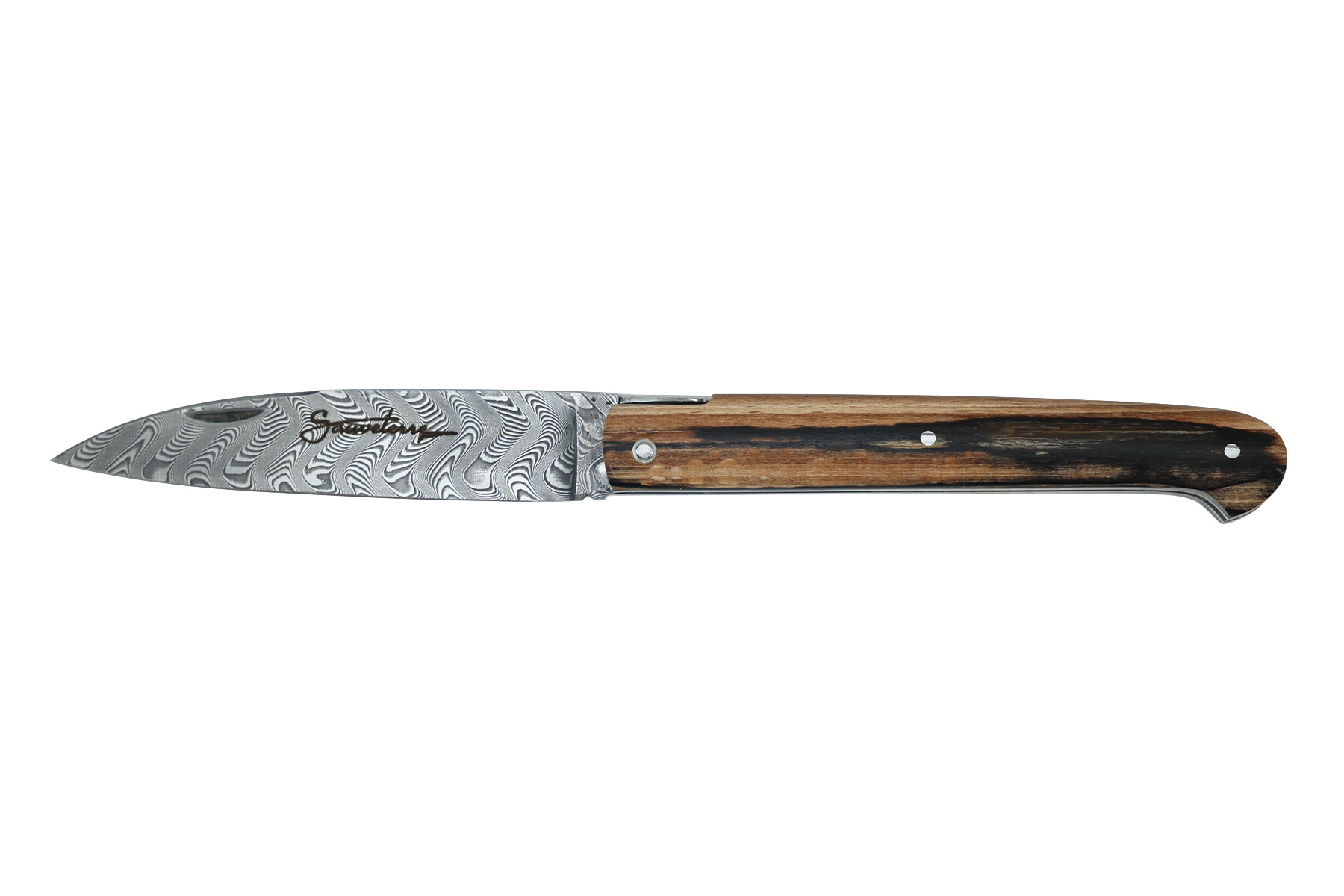 Couteau Sauveterre plein manche 11 cm damas - Bois d'Aubrac