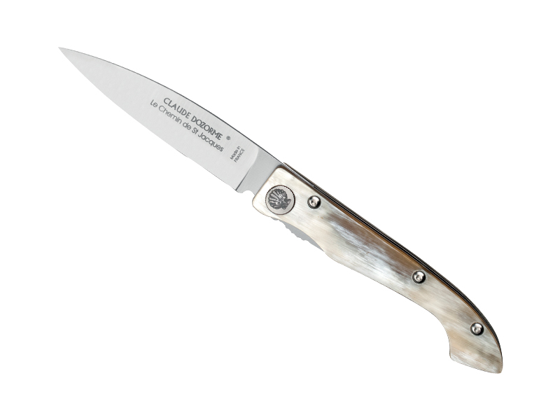 Couteau C. Dozorme Compostelle Voie du Puy - manche 12,5 cm corne claire