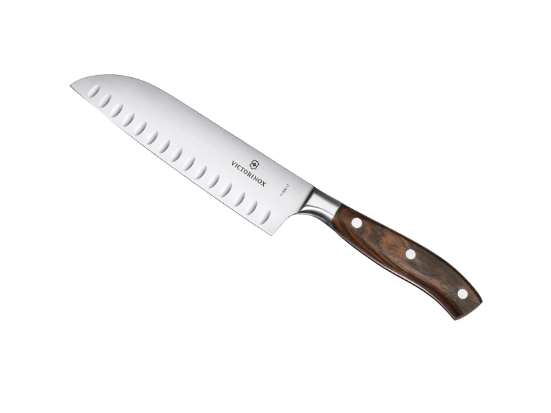 Couteau santoku Victorinox Grand Maître lame alvéolée 17 cm - manche érable modifié