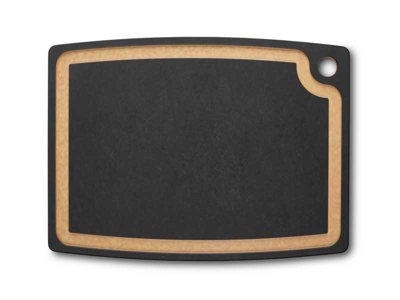 Planche à découper Série Gourmet L noir avec rigole à jus (44,5 x 33 x 0,9 cm)