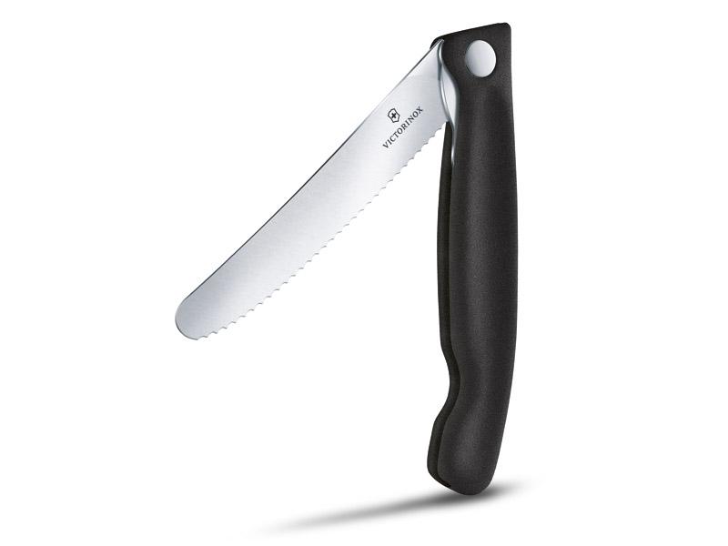 Couteau office pliant Victorinox Swiss Classic lame crantée - manche noir 13 cm