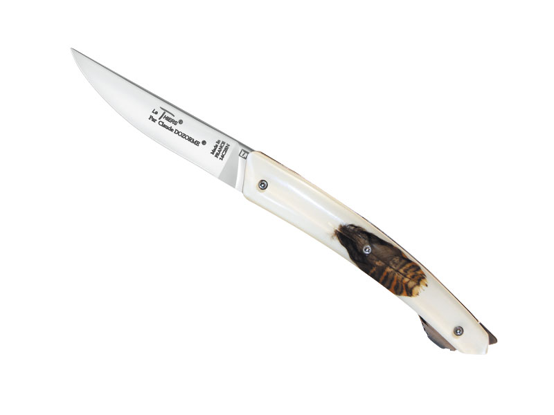 Couteau Le Thiers Verrou Claude Dozorme - manche 12 cm plumes de bécasse