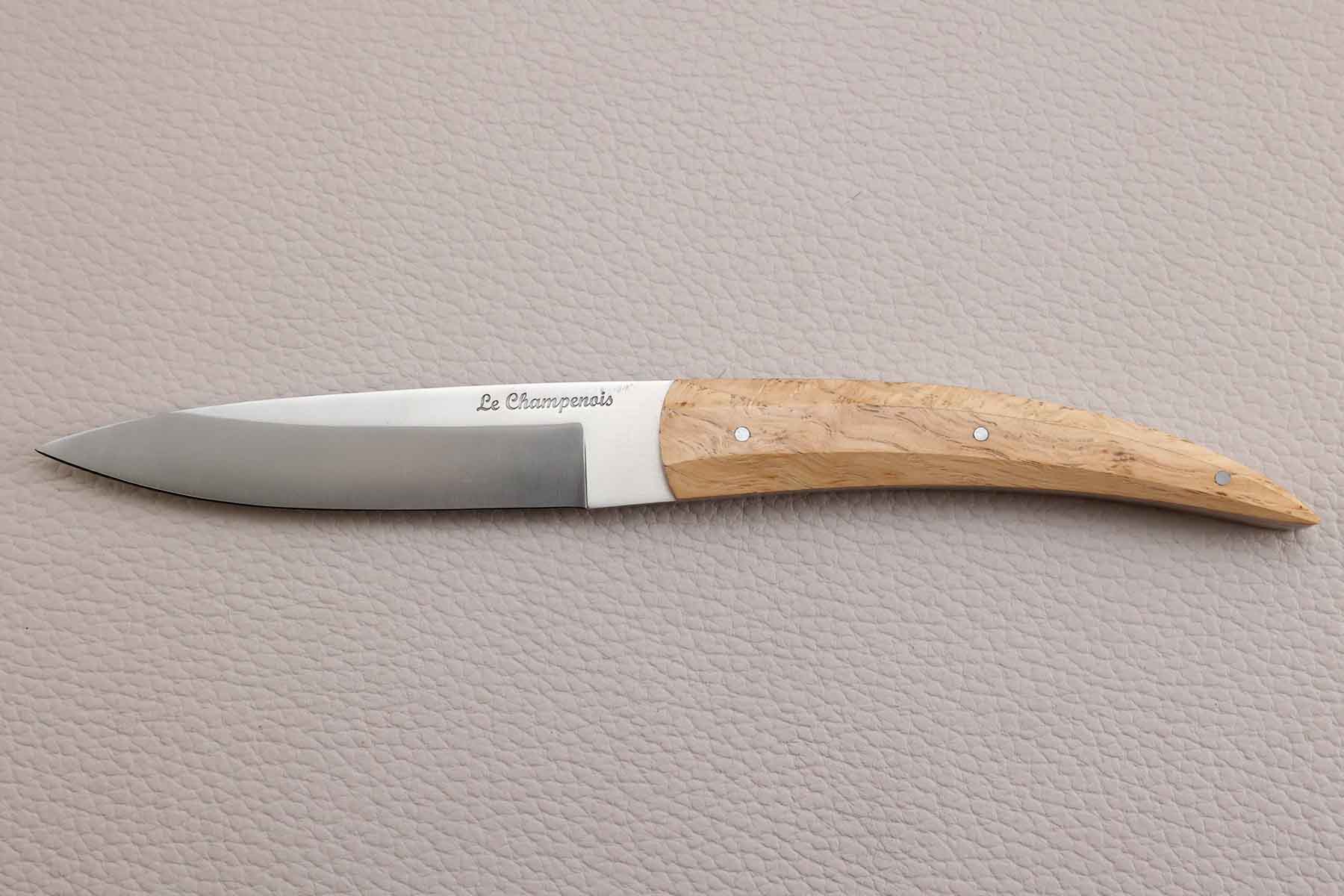 Couteau de table "Le Champenois" modèle facette - Chêne
