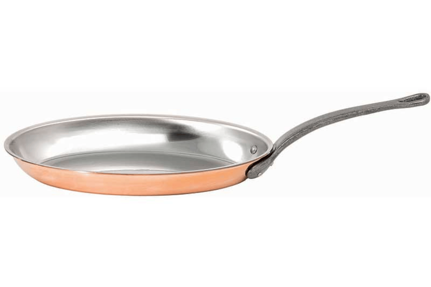 Poêle ovale en cuivre Bourgeat Alliance 36 cm - manche en fonte