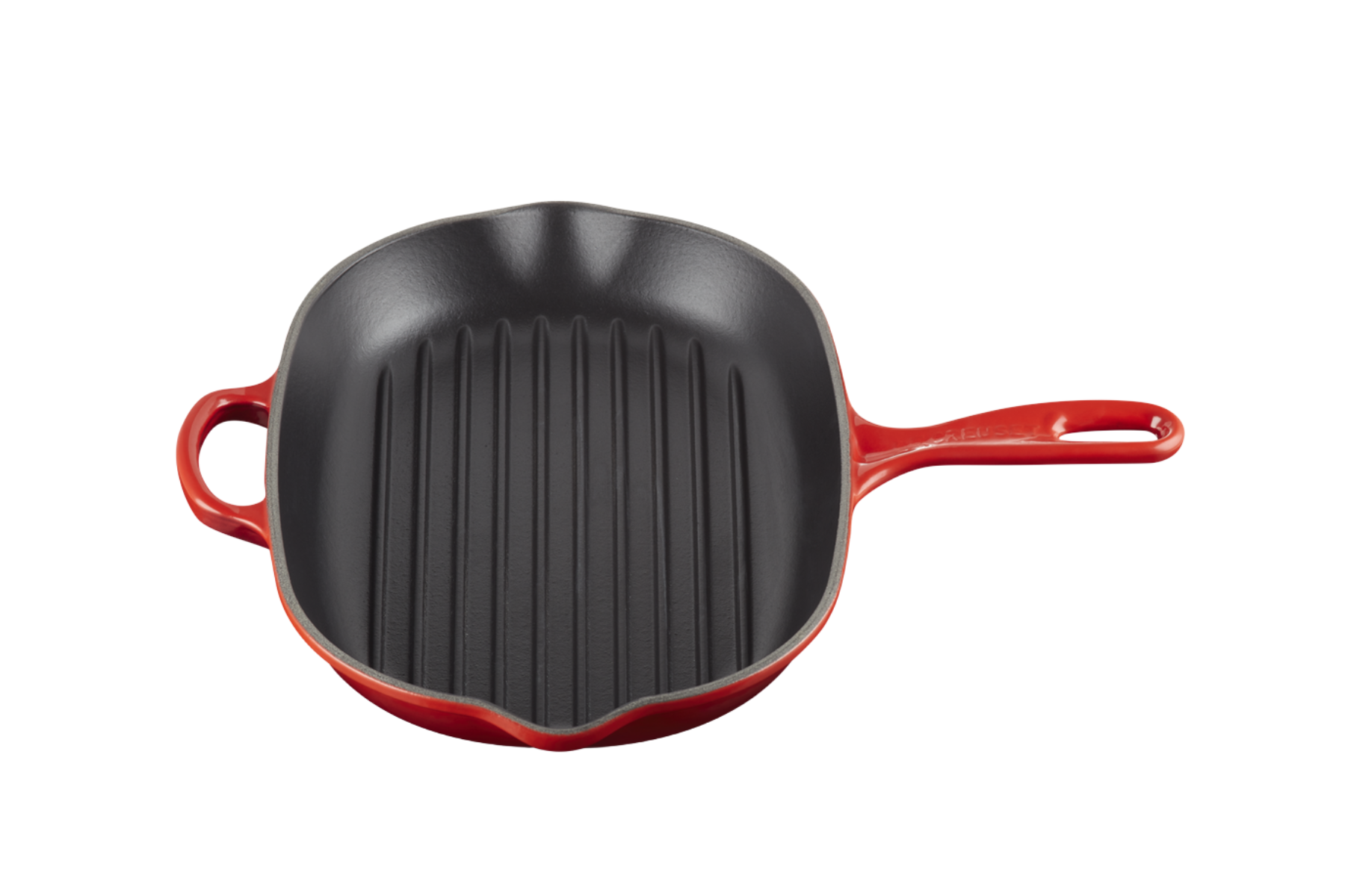 Skillet ovale gril en fonte émaillée Le Creuset 32 cm cerise