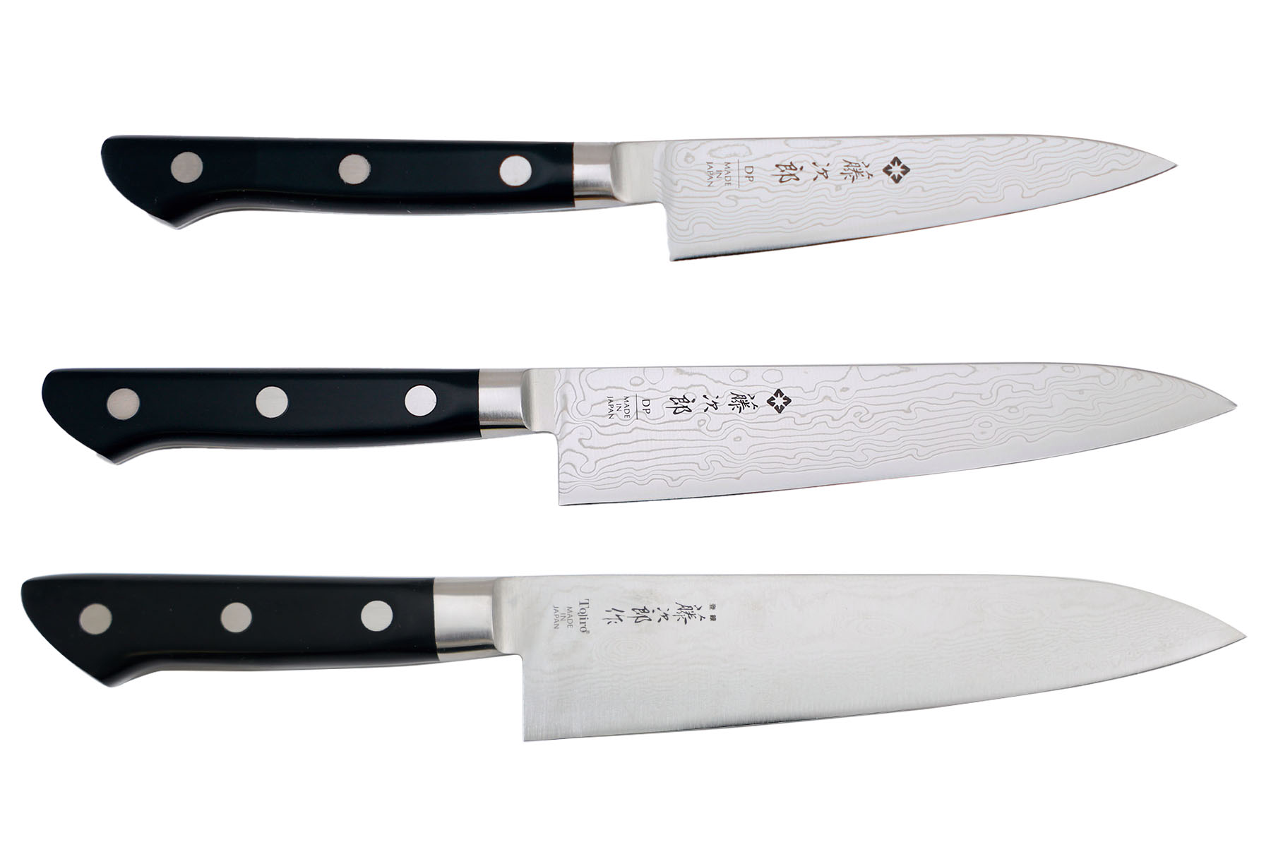 Set de 3 couteaux japonais Tojiro Damascus Pro SGPS - type européen