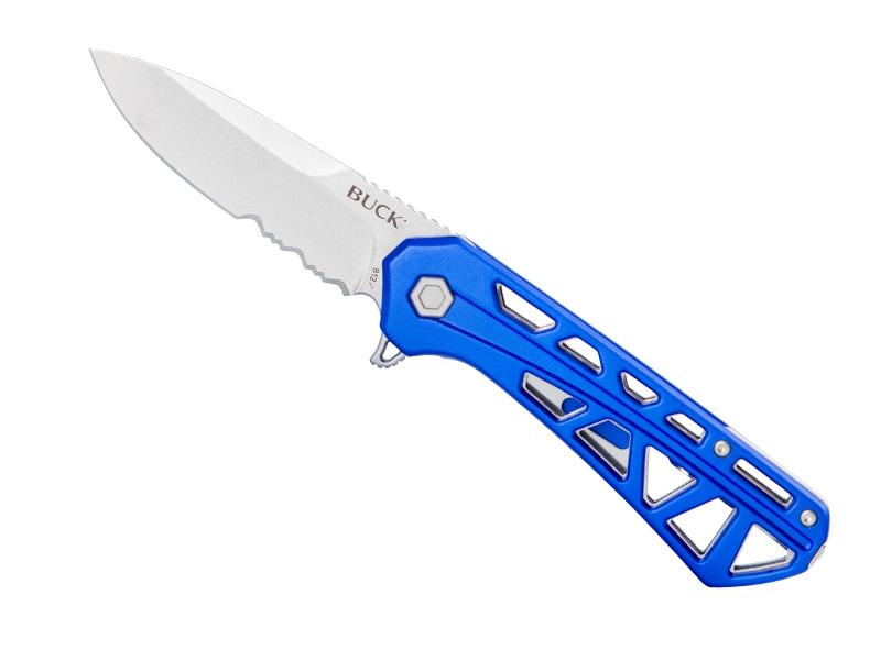 Couteau Buck Trace - manche 12 cm aluminium anodisé bleu