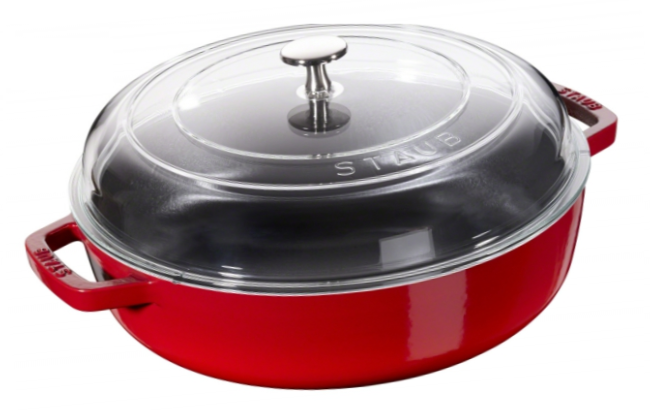 Sauteuse en fonte émaillée Staub cerise de 28 cm