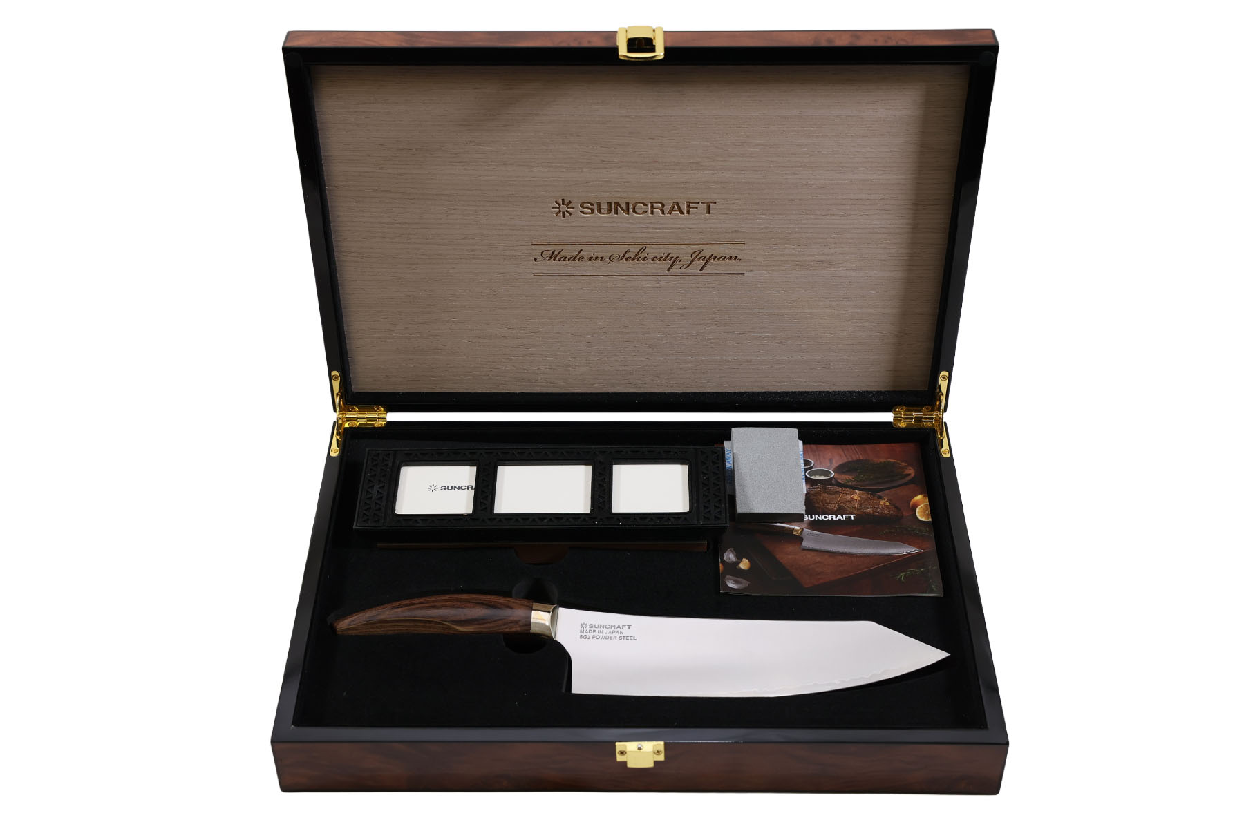 Coffret de couteau japonais Suncraft Elegancia + pierre à affûter