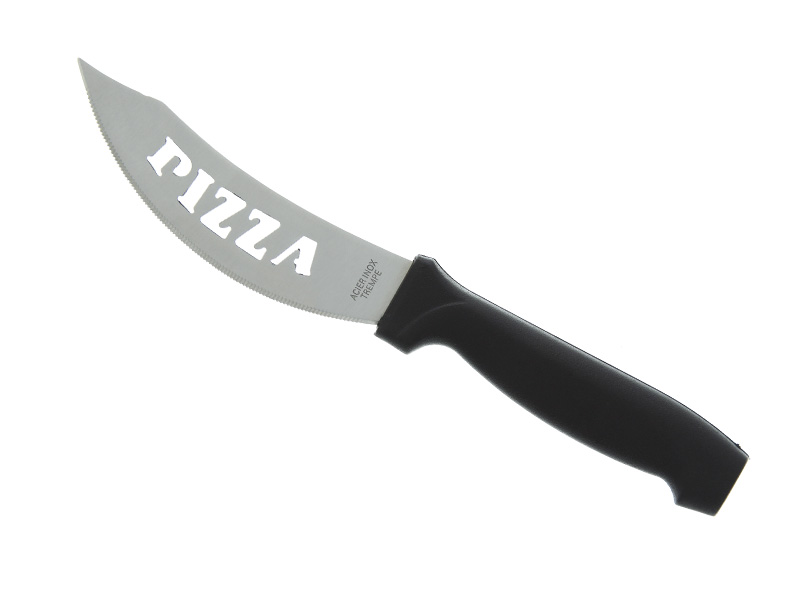 Couteau à pizza, inox, manche noir