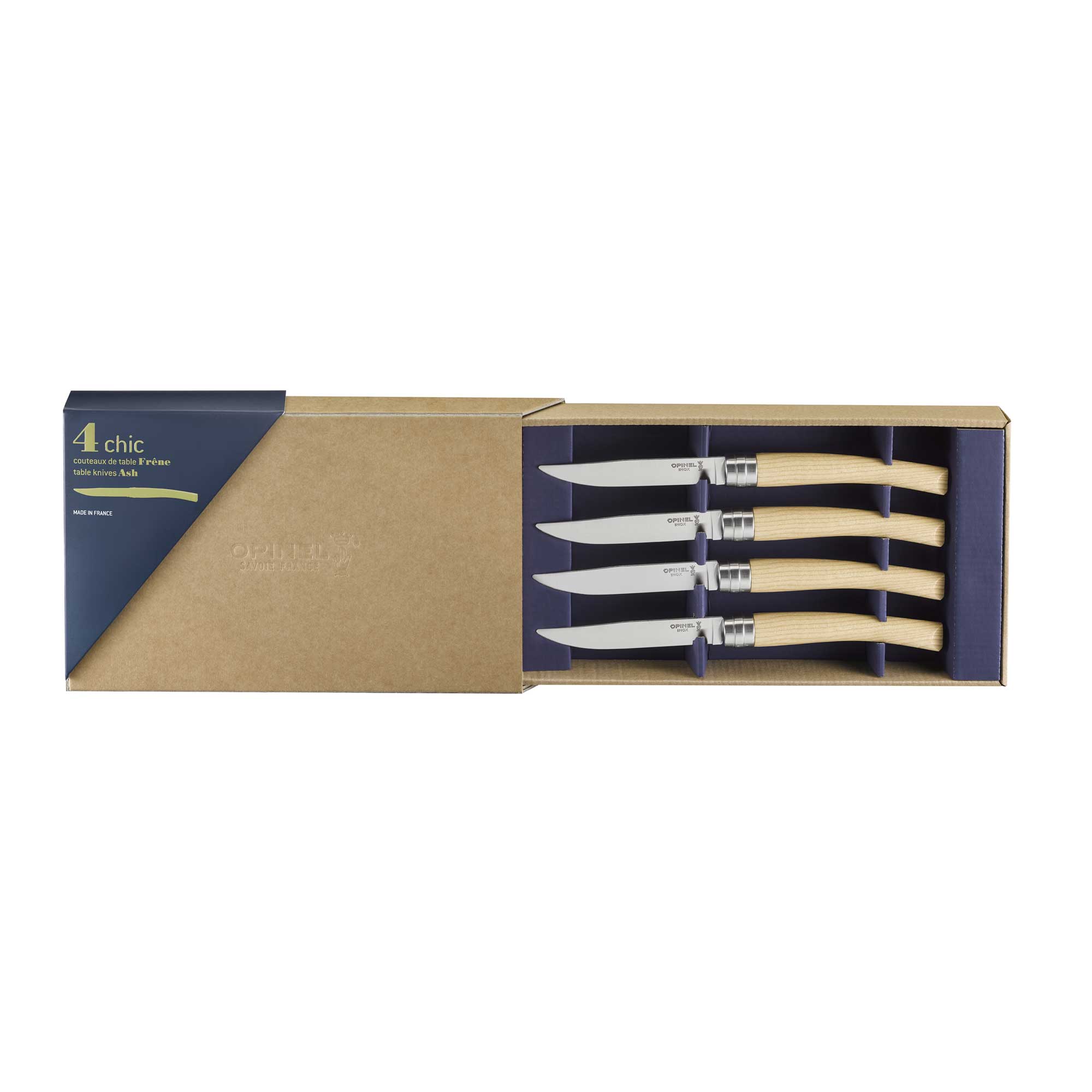 Coffret de 4 couteaux Opinel Table Chic Frêne