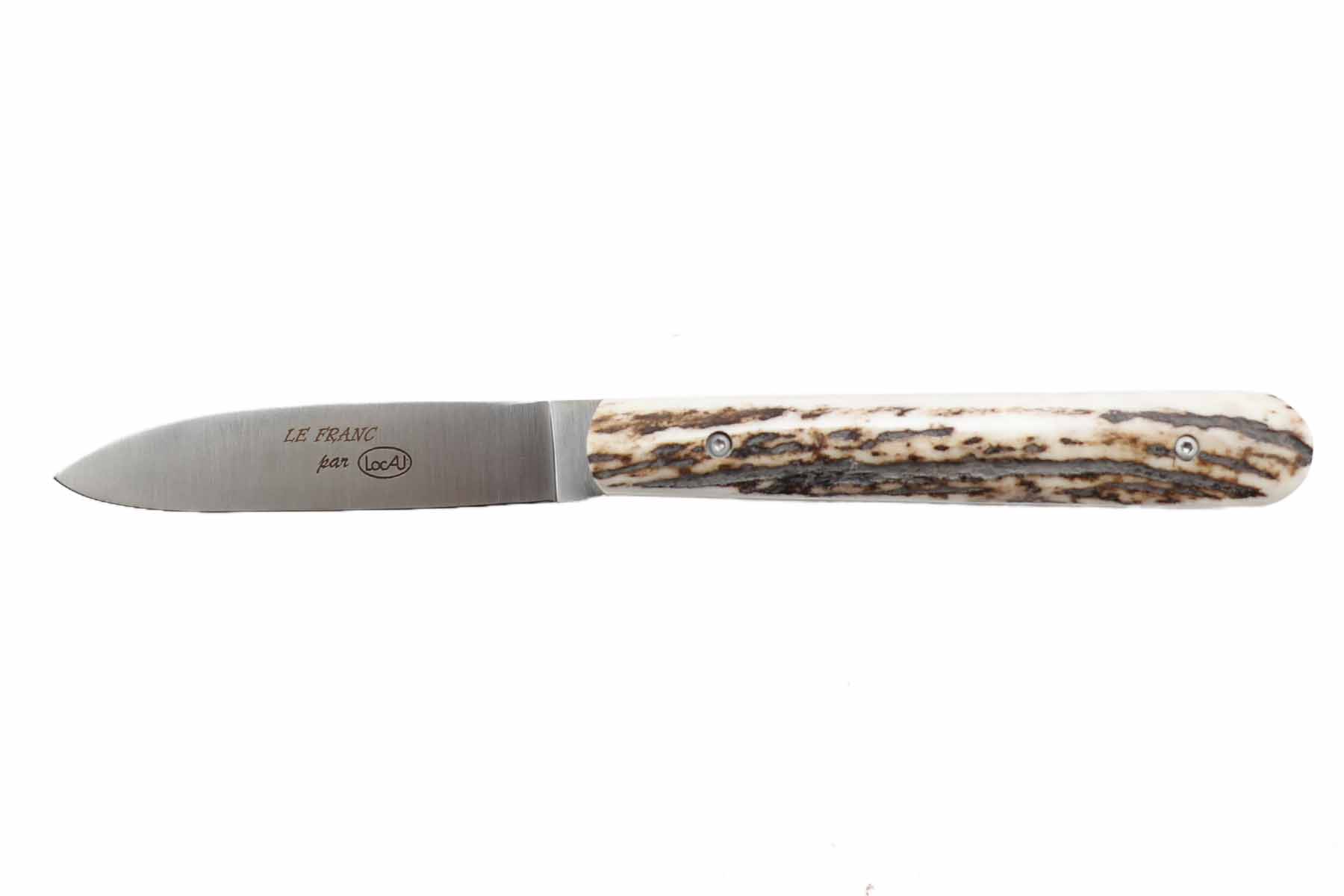 Couteau modèle "Le Franc" par Locau  plein manche en bois de cerf