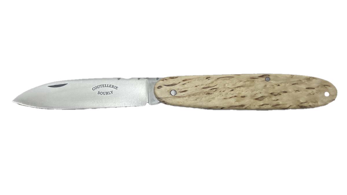 Couteau modèle "Navette" par la Coutellerie Bourly - Bouleau Nordique
