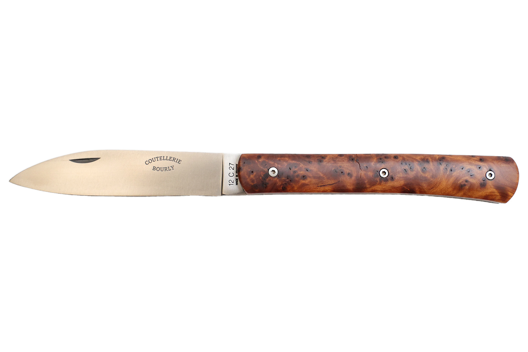Couteau modèle "Zen" par la Coutellerie Bourly - Thuya- 12C27