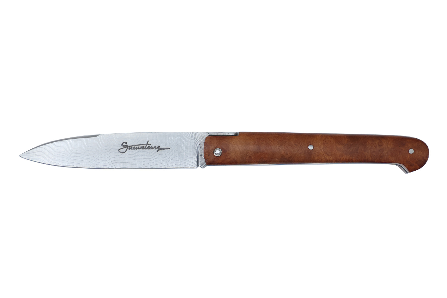 Couteau Sauveterre plein manche 11 cm damas - Bruyère