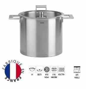 Marmite inox Cristel Strate fixe couvercle en verre - 22 cm