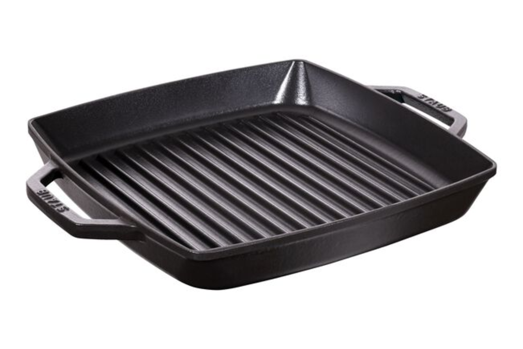 Gril carré double poignée en fonte émaillée Staub noir mat - 28 cm