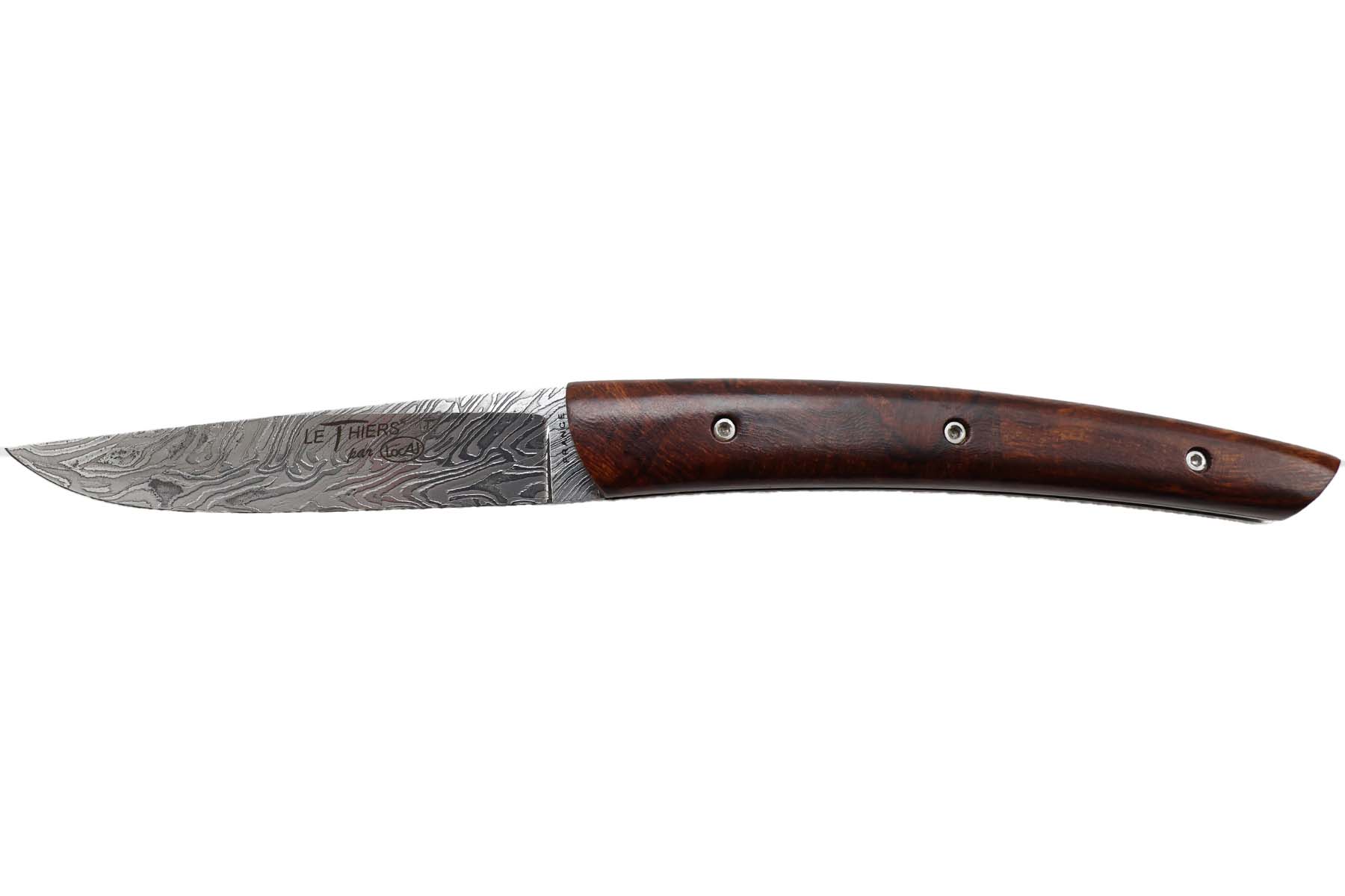 Couteau modèle "Le Pote" par Locau - bois de fer damas