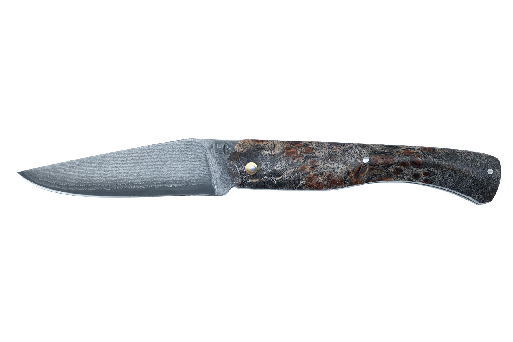 Couteau le "Boulary" par la coutellerie la Bonne Trempe - bouleau stabilisé teinté