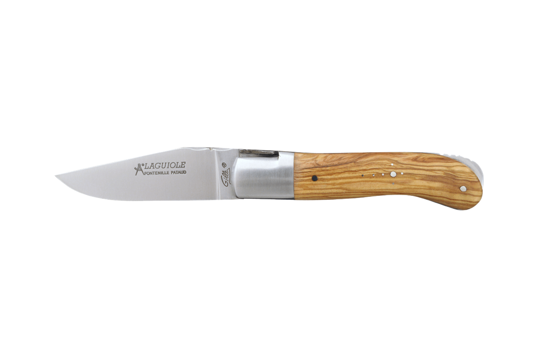 Couteau Laguiole Gilles Fontenille Pataud Gentleman Damas - manche 10,5 cm pointe de corne blonde