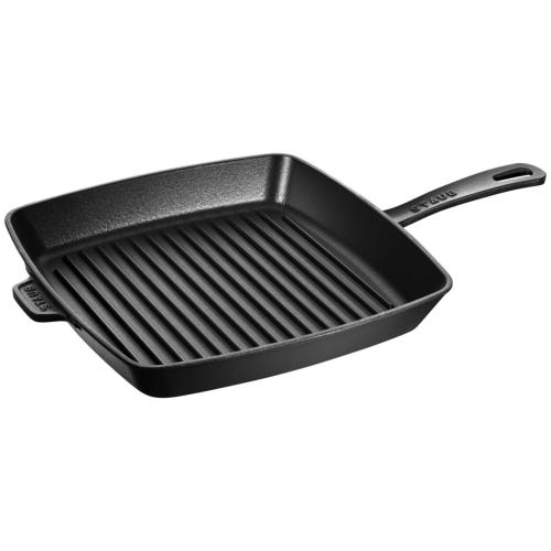 Gril carré américain en fonte émaillée Staub noir mat de 30 cm