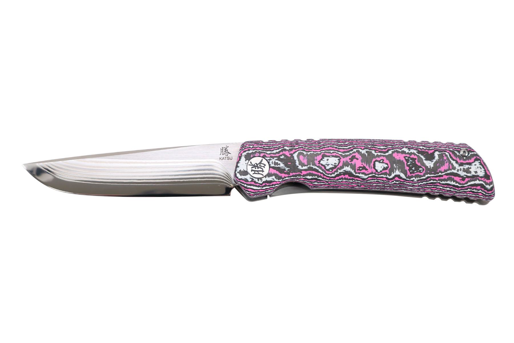 Couteau de poche Katsu - ZK03 fat carbone colorée rose