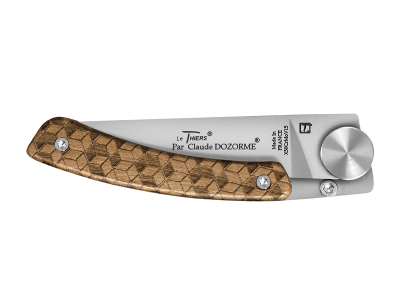 Couteau Le Thiers C. Dozorme Liner Lock Nature - manche 10.5 cm chêne motif nid d'abeilles