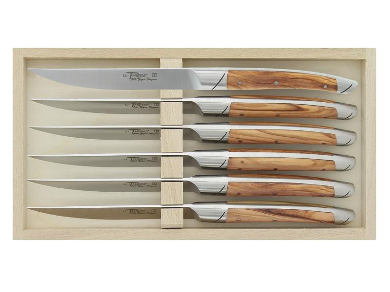 Coffret de 6 couteaux de table le Thiers Goyon-Chazeau 23 cm - manche olivier