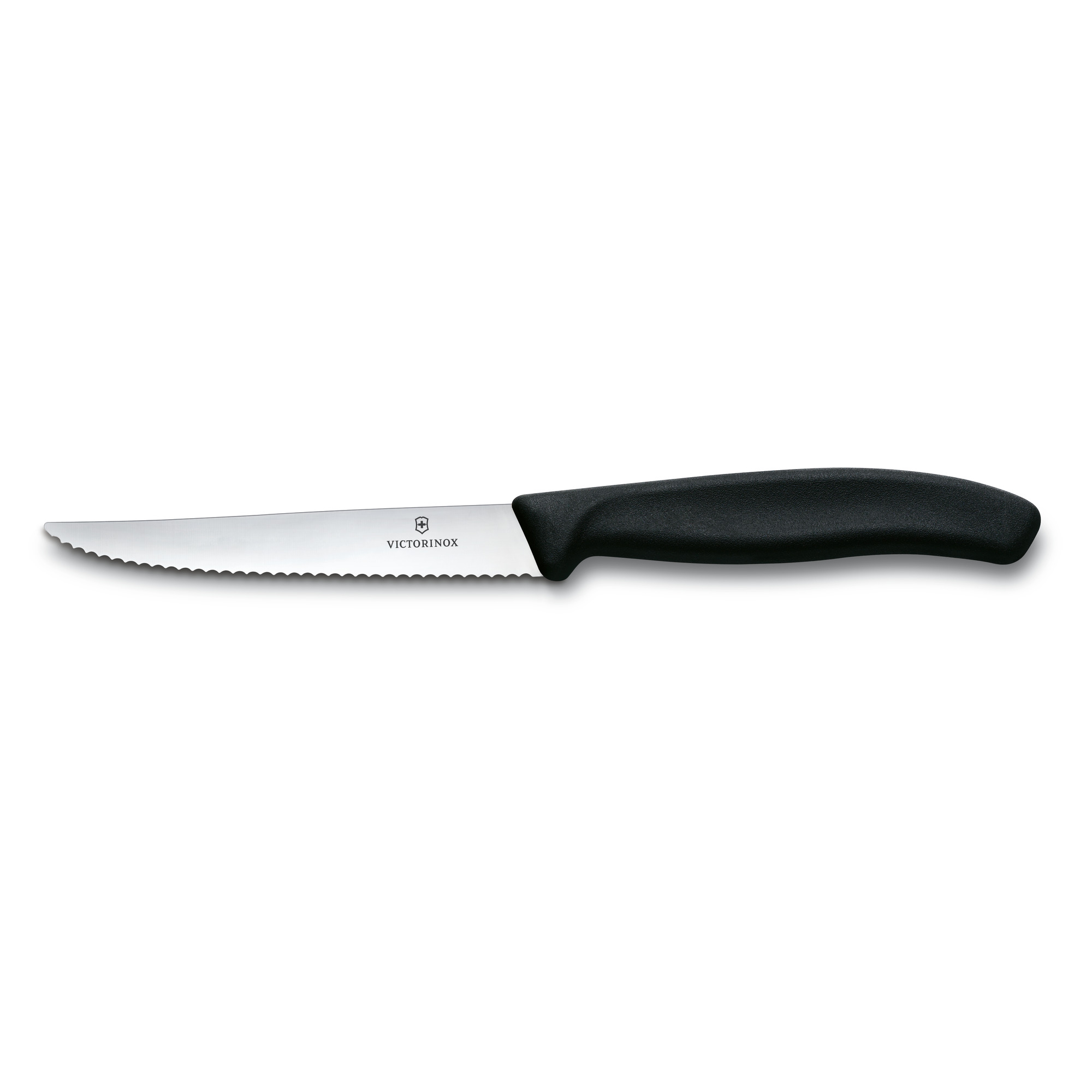 Couteau à steak Victorinox lame 11 cm dentée - manche Fibrox Noir