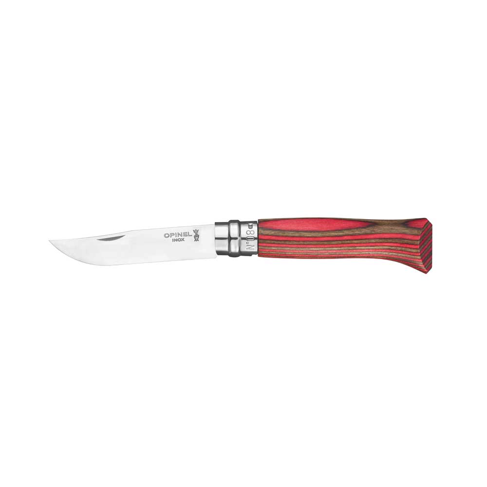 Couteau Opinel n°08 Bouleau Lamellé Rouge