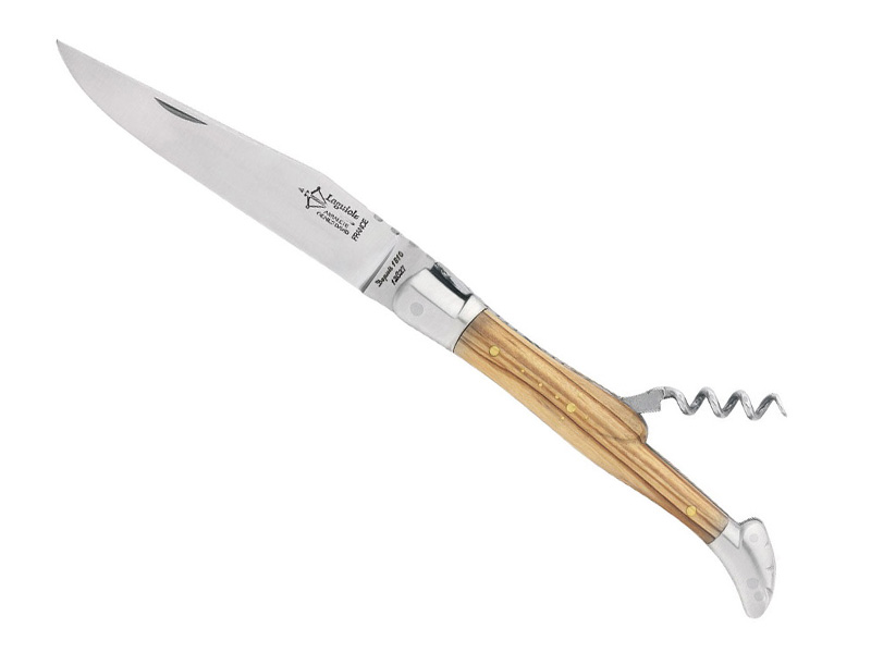 Couteau Laguiole G. David Arbalète forgé mitres inox mat 2 pièces - manche olivier 12 cm