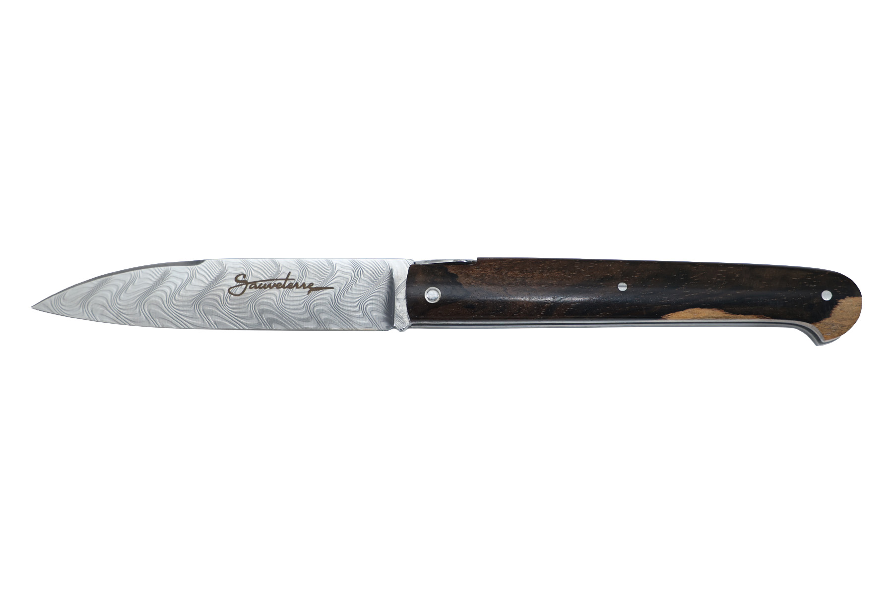 Couteau Sauveterre plein manche 11 cm damas - ziricote