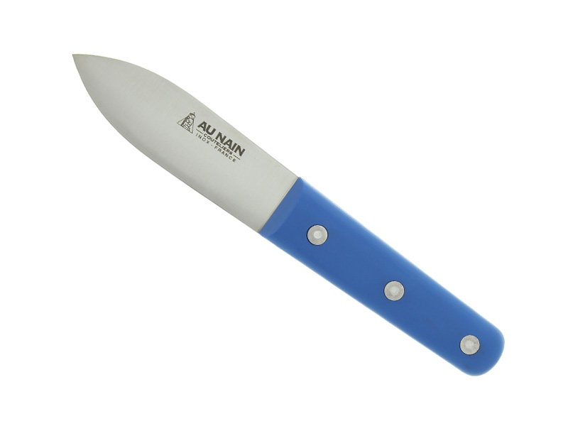 Couteau coquilles St Jacques  Au Nain, lame large 11 cm acier inox - manche ABS bleu